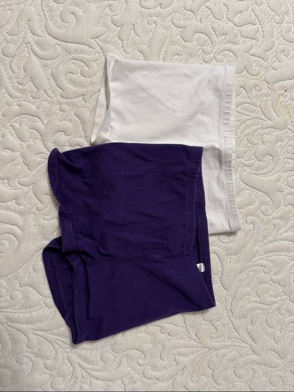 Primary Girls Purple and White Knit Shorts - 2 Pack